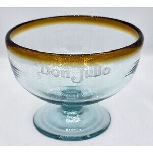 Margarita Glass Hand Blown Glass Amber Rim Don Julio Tequila Vintage 3.5" Tall
